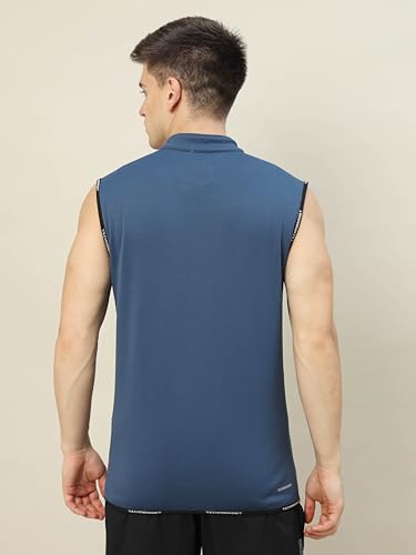 Image of TECHNOSPORT Men's Solid Slim Fit Sleeveless Fleece Regular Jacket