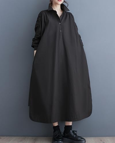 Image of ellazhu Womens Fall Casual Patchwork Funky Long Sleeve Designer Dress Loose Blouse GY2787 A