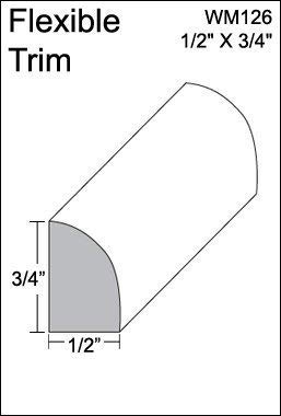 Flexible Moulding - Stain Grade - Oak Grain - Flexible Base Shoe Moulding - Wm126-1/2" X 3/4" - 8' Length - Flexible Trim #TOP2