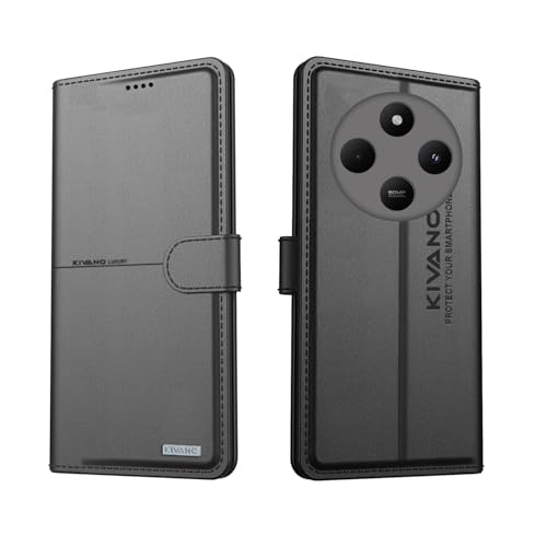 Image of Compatible with Poco M7 5G / Redmi 14C 5G / Redmi A4 5G / Poco C75 5G Flip Cover | Leather Finish | Inside Pockets & Inbuilt Stand | Shockproof Wallet Style Magnetic Closure Back Cover Case