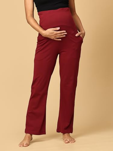 Image of The Mom Store Maternity Track Pants | for Pregnant Women with Ultimate Comfort | Prenatal Yoga Pants | Pre and Post Pregnancy