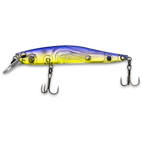 LMAB Flash Vibe 67, 80 & 98 mm - Twitchbait - Suspending & Floating, Hardbait, Wobbler Barsch, Suspender Wobbler, Zander Wobbler (Lauftiefe 0,5-1,2 m | langsam auftreibend, Purple Rave, 98 mm)