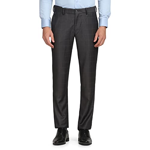 Image of blackberrys Checks Polyester Viscose Slim Fit Men's Work Wear Trousers