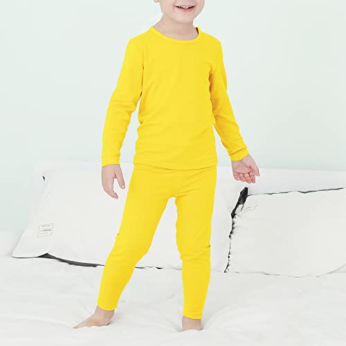 American Trends Thermal Underwear For Boys Kids Long Johns Set Fleece Lined Base Layer Soft Warm Winter Thermals Sets For Toddler Yellow 5T-6T thumb #1