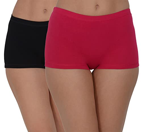 Image of EVA & JOY Women's Cotton Solid Mid-Rise Boyshort Panty