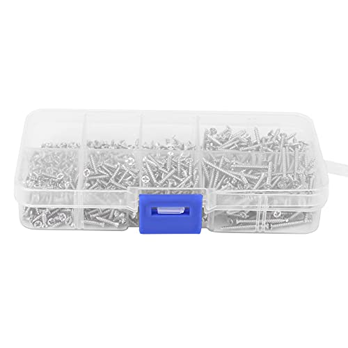Glakyur - Lote de 800 tornillos de roscado de acero inoxidable de Surtido, kit de cerradura de tuerca de M2