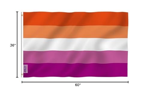 Anley Fly Breeze 3x5 Feet Sunset Lesbian Pride Flag - Vivid Color and Fade Proof - Canvas Header and Double Stitched - LGBT Les Sunset Pride Flags Polyester with Brass Grommets 3 X 5 Ft