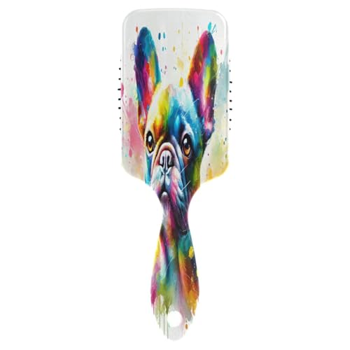 Colorido Bulldog - Peine de pelo blanco 3D, peines antiestáticos para mujeres, cepillo para el pelo saludable, cepillos grandes para mujeres