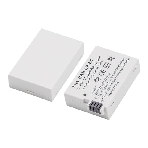 SEYRLMK 7.4V 1800mAh Ersatz Lithium ion 2X Akku Batterie kompatibel mit Canon LP-E8 und Canon EOS 700D 650D 600D 550D T2i T3i T4i X4 X5 X6 LPE8 (2 Pack)
