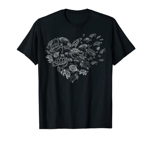 Divertido regalo de tortuga marina para hombres y mujeres, amantes del corazón de las tortugas frescas Camiseta