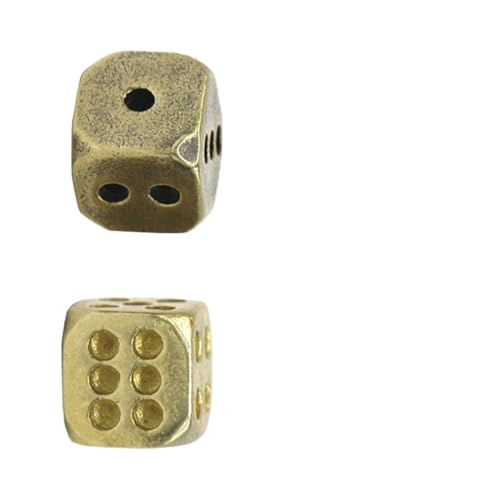 Kisangel 2 Piezas Dados de Latón Puro de Bar y Fiesta Dados de Cobre Antiguo Accesorios para Mesa