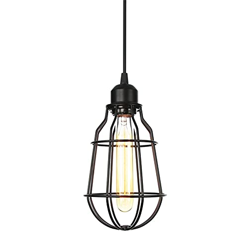 Lámpara de techo colgante para cocina y comedor con pantalla de jaula de metal industrial 6