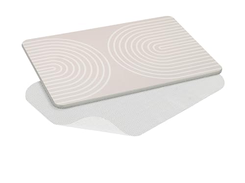 WENKO Badematte Mod. Nazca aus natürlichem Diatomit rutschfest wasserabsorbierend und schnelltrocknend 60 x 1 x 39 cm Grau