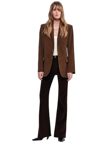 Veste de costume corduroy femme bouton unique manteau col encoche réunion Kromoc