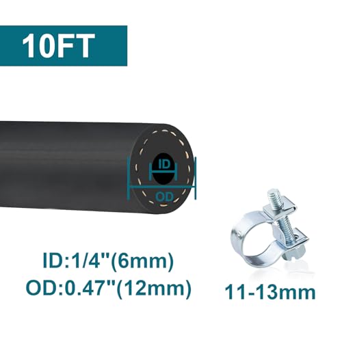 ZONBANG 1/4 Fuel Line, Fuel Line Hose 10 Feet with 10PCS Hose Clamps