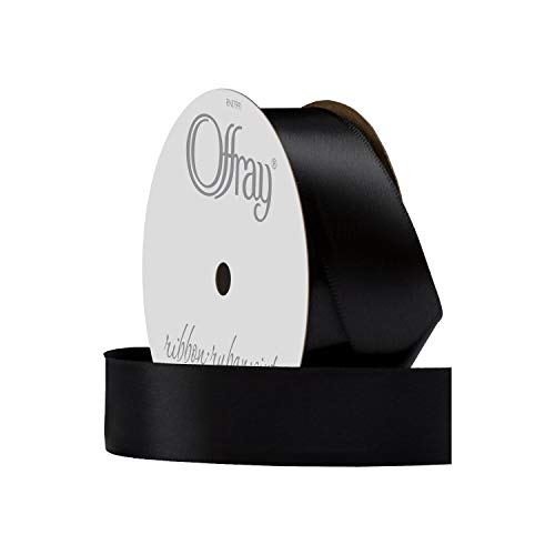 Image of Berwick Offray 072073 7 /8 inch Wide Single Face Satin Ribbon, Black, 6 Yds (Pack of 2)