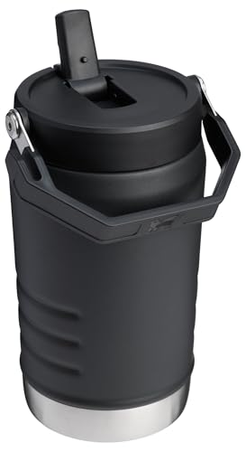 Image of STANLEY IceFlow Flip Straw 2.0 Jug, 40 oz, Black 2.0 | Easy Carry Handle | Twist On Lid and Flip Up Straw | Leakproof Water Bottle | Insulated Stainless Steel | BPA-Free