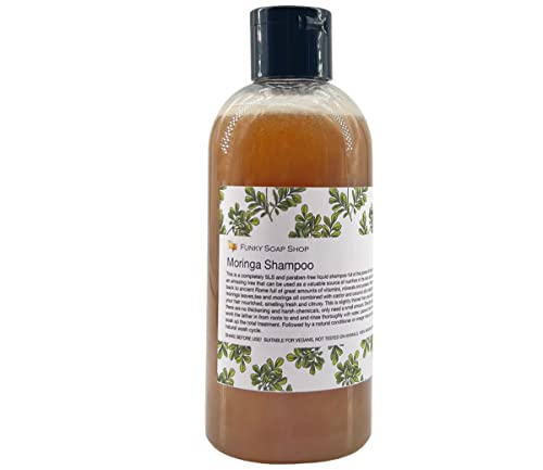 Funky Soap 1 Bouteille Liquide Moringa Shampooing 100% Naturel sans Laureth Sulfate de Sodium 250ml