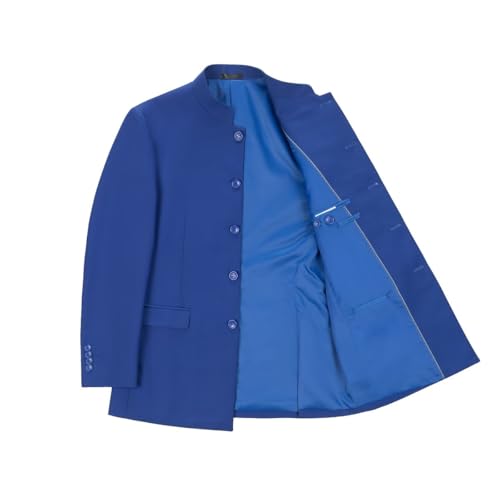 Men Suits 2 Piece Slim Fit Mandarin Collar Suit Traditional Chinese Tunic Clothing Formal Wedding Blazer Pant3