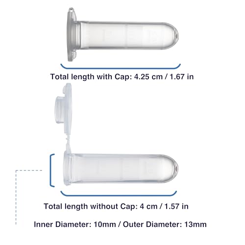 Image of Kashi Scientific 2mL Clear Microcentrifuge Tube with Safe Lock Snap Cap Safety with Graduation, Polypropylene Lab-Grade [2mL Safelock, 500]
