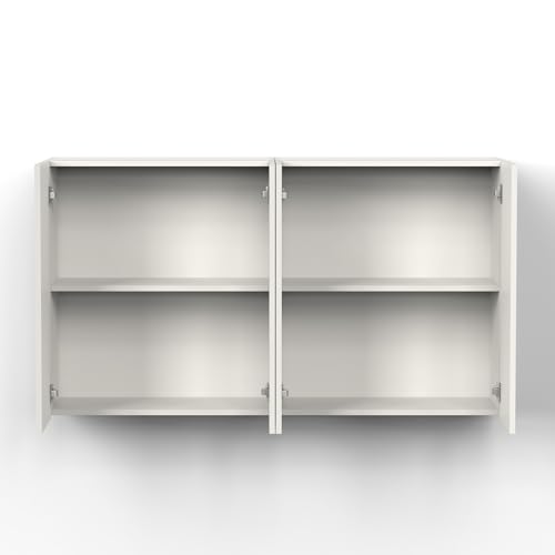 Image of BLUEWUD Opryt Engineered Wood Two Kitchen Cabinet Rack, Wall Mounted Crockery Storage Cabinet Unit for Kitchen Utensils, Jars, Spices, Modular Cupboard for Home & Kitchen DIY (White) (Set of Two)