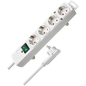 Brennenstuhl Comfort-Line Plus, Steckdosenleiste 4-Fach (Steckerleiste mit Flachstecker und Schalter, Mehrfachsteckdose mit 2m Kabel und extra Breiten Abständen der Steckdosen) weiß