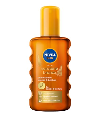 NIVEA Sun - Huile solaire en spray à l’extrait de carotène et vitamine E, 200 ml, huile de bronzage, protection solaire SPF 6, bronzage intense et durable