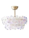 MizWacky Gold Crystal Fandelier Ceiling Fans with Lights, 20" Gold Flower Chandelier Ceiling Fan with Light Remote Control, Caged Mid Century with 6 Speeds for Bedroom, Nursery, Living Room (Multi)