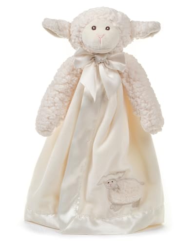 Image of Bearington Baby Lamby Snuggler, 15 Inch White Lamb Plush Stuffed Animal Security Blanket Lovey for Babies, Baptism Gifts for Boys and Girls