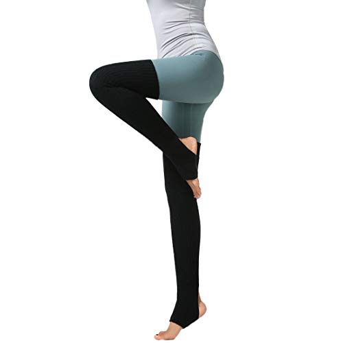 YONKINY Calcetines Hasta La Rodiila Invierno Mujer Chica Cálido Moda Calentadores Piernas Largos de Lana Altos Overknee Medias de Rodilla para Baile Yoga de Entrenamiento (Negro) Cover
