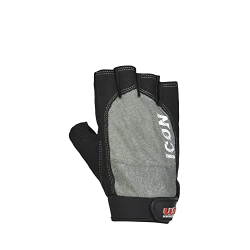 Image of USI UNIVERSAL Gym Gloves, 733IG Icon Fitness Gloves For Men & Women, Workout Powerlifting Gloves, Microfiber, Polyester, Elastane & Foam Construction Weight Lifting Gloves (Medium, Grey)