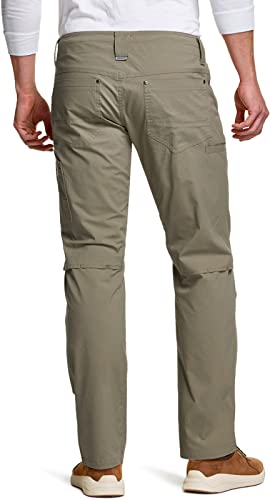 Cqr Men's Cool Dry Tactical Pants, Water Resistant Outdoor Pants, Lightweight Stretch Cargo/Straight Work Hiking Pants, Sedona Pants Tan, 32W X 30L #TOP1
