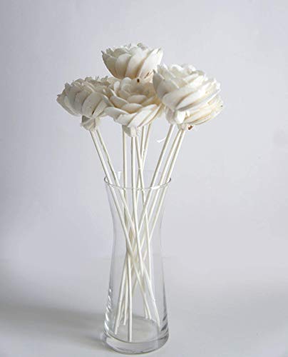 10 Damask Rose White Sola Flower Reed Diffuser for Home Fragrance by Plawanature. - Thumbnail 4