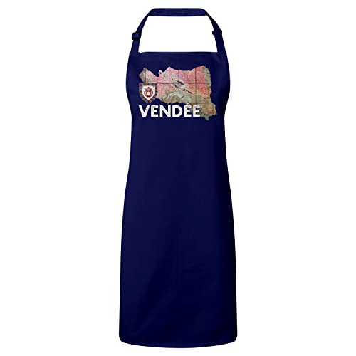 Tablier cuisine Vendée 85 La Roche sur Yon carte ancienne navy