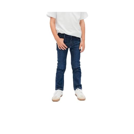 Staccato Jungen Skinny Jeans Slim Fit - weitenverstellbarer Bund, bequem, modisch, elastisch - Farbe: Mid Blue Denim, Größen 92-176 (110, Mid Blue Denim)