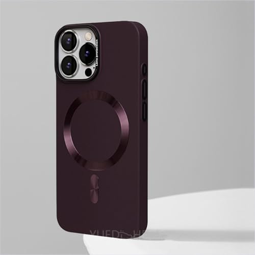 HPQWN Funda rígida de PC para iPhone 16, Ultrafina, Mate, con Carga inalámbrica y magnética (Color Vino Tinto)