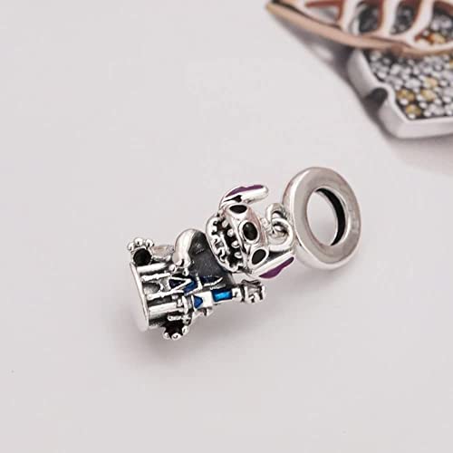 Stitch Castle Dangle Charm 925 Sterling Silver Pendant,Girl Jewelry Beads Gifts for Women Bracelet&Necklace2