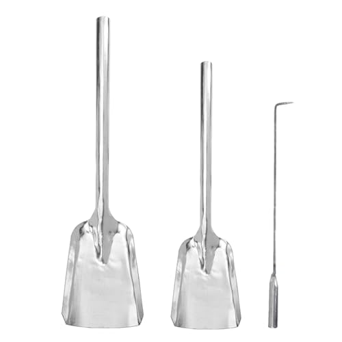 TOYANDONA 3 palas para cenizas de chimenea - Limpieza de cenicero de chimenea, multiusos, para carbón, carbón y cenizas, de hierro, manual, para jardinería, color plateado