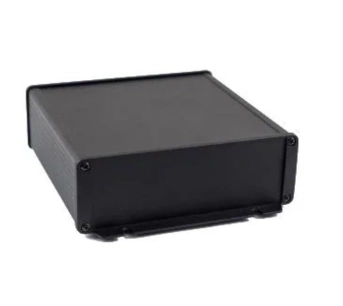 1457T1602EBK, Enclosures, Boxes, & Cases EMI/RFI Alum/Flanged 6.3x2.35x6.51 Black