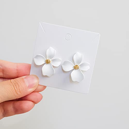 Gigifull Boho Bridal Stud Earrings - White Flower Wedding Earrings, Bridesmaids' Jewelry, Vacation Style Accessory #TOP2