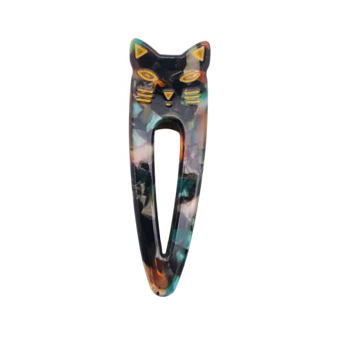 Pince à cheveux chat noir et vert pour femmes et filles