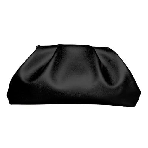 Image of BRYCTSISEN Pleated Evening Vegan Leather Clutch Handbag Purse Metallic PU Cloud Shoulder Bag for Women Evening Purse Handbag