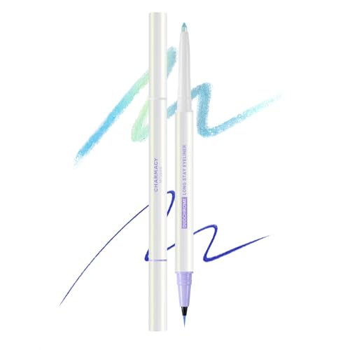 Image of CHARMACY 2 in 1 Duochrome Gel Eyeliner Pen, Gold Green Chameleon Glitter Metallic Eye Liner, Waterproof Smudge Proof Long Lasting Makeup (DE07)