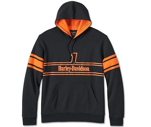 Harley Davidson Hoodie #1 Racing – motorcykel huvtröja – män biker huvtröja fritid tröja – svart orange, 4XL