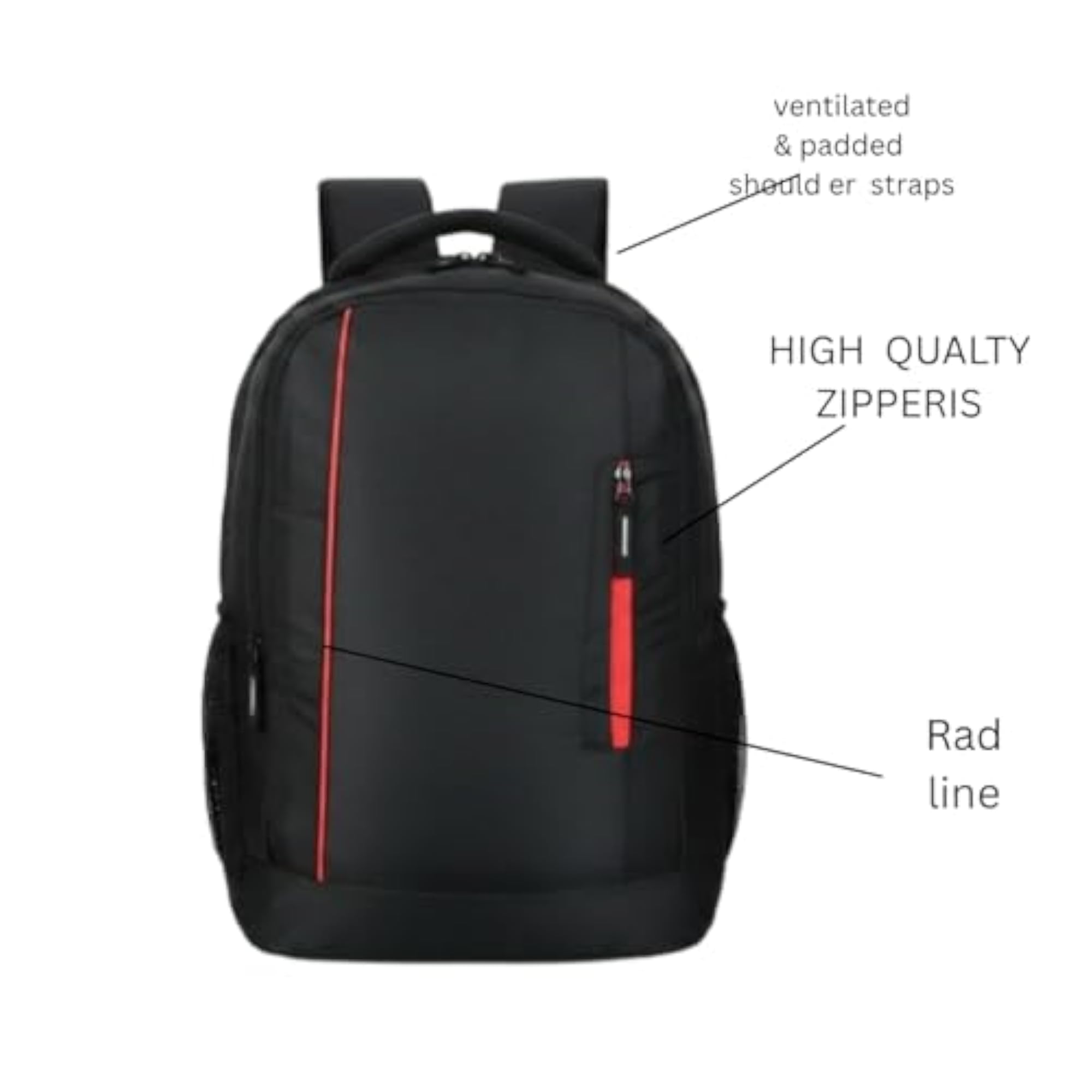 Black Travel Backpack for Men and Women, Multi-Pocket Design