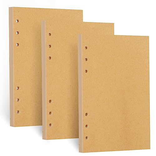 Toplive - Papel de recambio A6, [3 unidades] Papel grueso recargable de 100 g/m², 6 agujeros, hojas sueltas, 135 hojas (270 páginas) para carpeta de 6 anillas, cuaderno, papel kraft