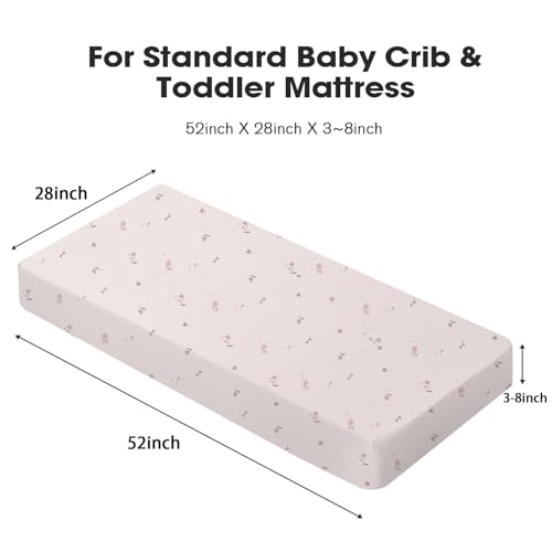 Image of Little Grape Land Crib Sheets 4 Pack for Boys and Girls, Baby Neutral Crib Fitted Sheets for Standard Crib & Toddler Mattress, Super Soft Breathable Fitted Crib Sheet Set (Fog Flower & Fern)