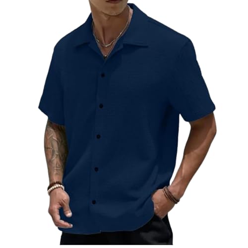 Image of COMBRAIDED Men's Slim Fit Half Sleeve Polycotton Casual Shirt - Solid Pattern, Hip Length