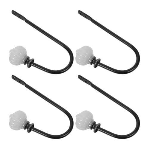 HAMPPLIES 4 Ganchos para Cortinas de Pared Negros de Hierro, Soportes Montados, Pequeños Alzapaños para Sala, Dormitorio y Oficina, Sujeta Cortinas Resistentes y Decorativos Vintage