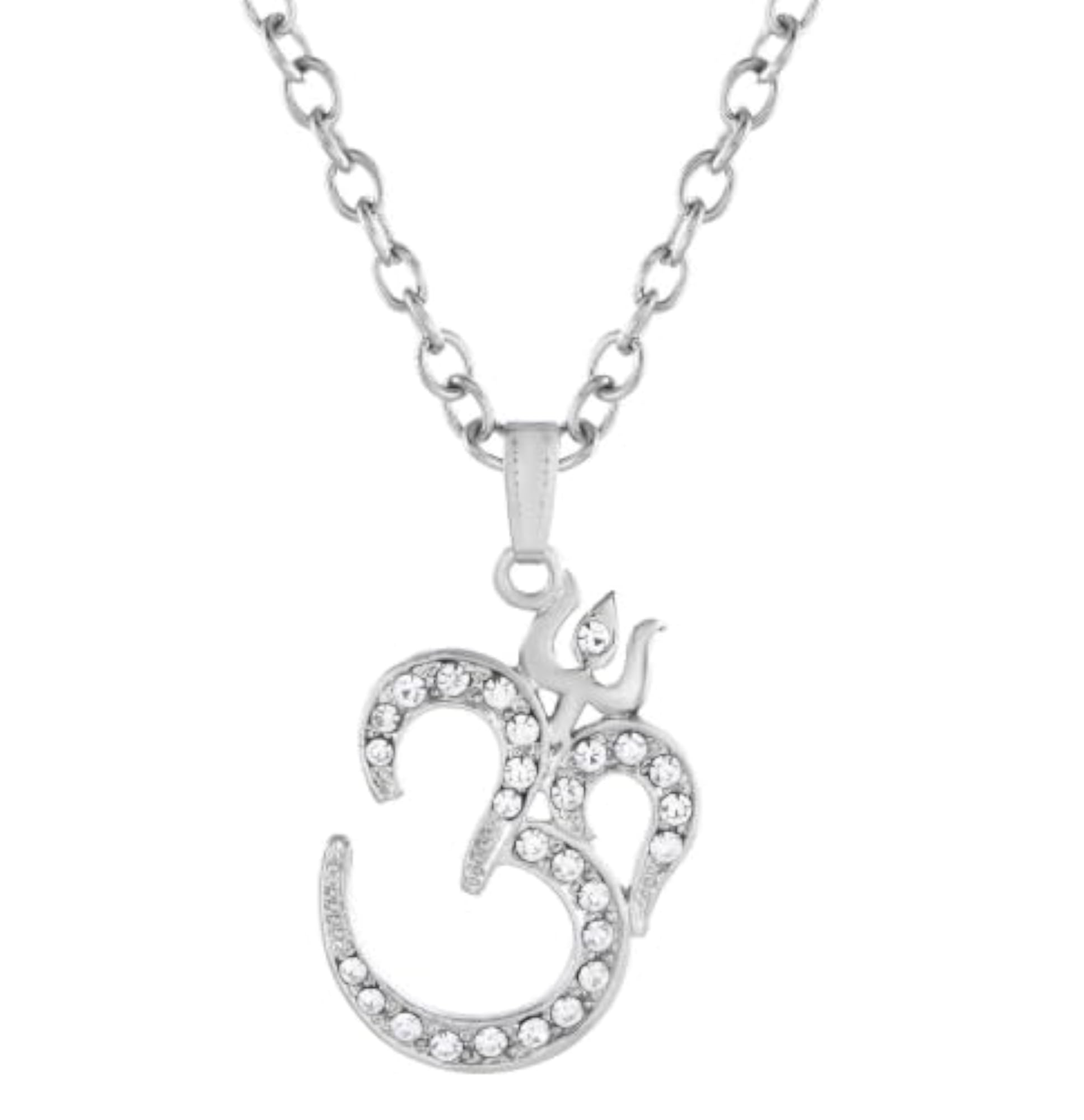 Men's Silver Plated CZ Lord Shiv Om & Trishul Pendant Locket